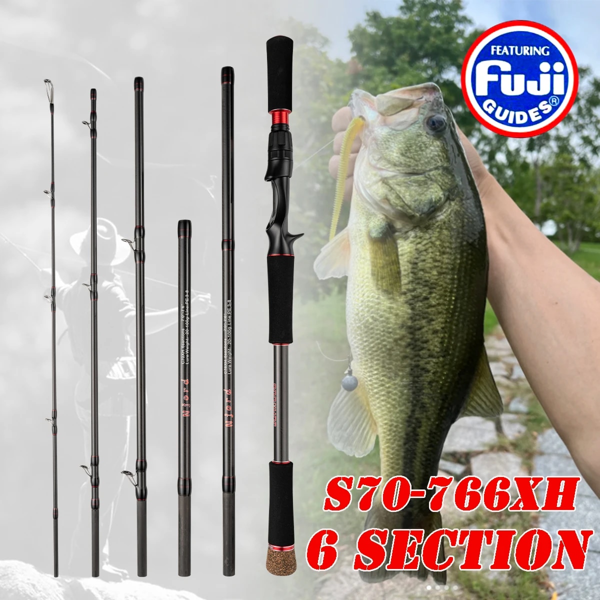 Fishing Rod Surf - Vara de pesca 6 seções fundição