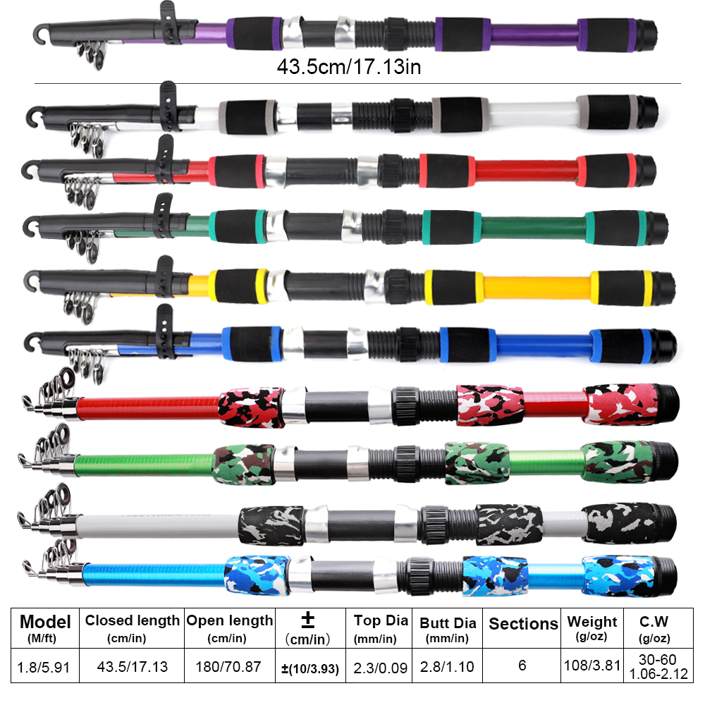 Ftk 1.8m vara de pesca e carre - Fishing Rod Carbon Fiber avaliação e preço
